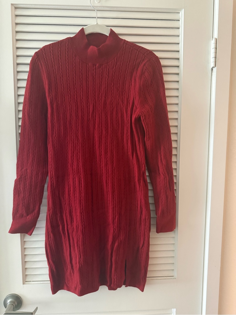 Abercrombie Red Cable Knit Mock Neck Sweater Dress